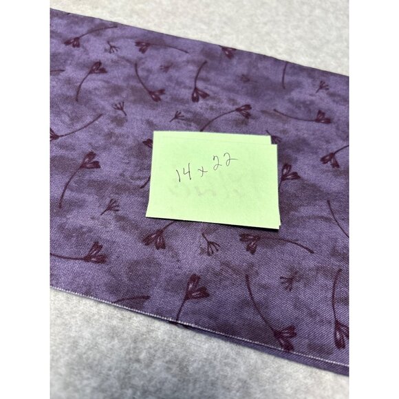 Purple Floral Cotton Fabric 14" x 22" Quilting Crafting Material - Picture 4 of 5
